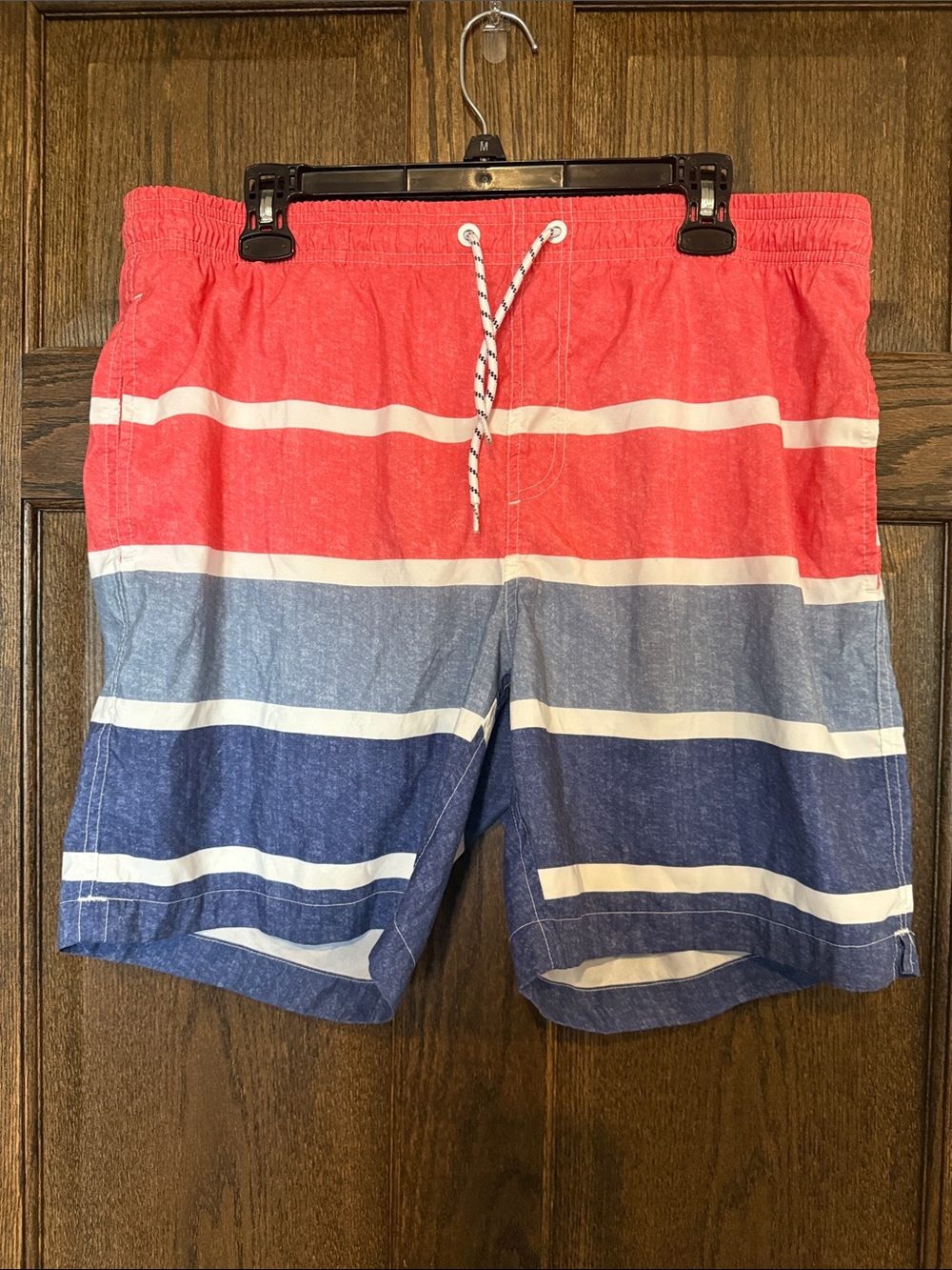 Maamgic Men's coral and Blue Striped Swim Trunks XL